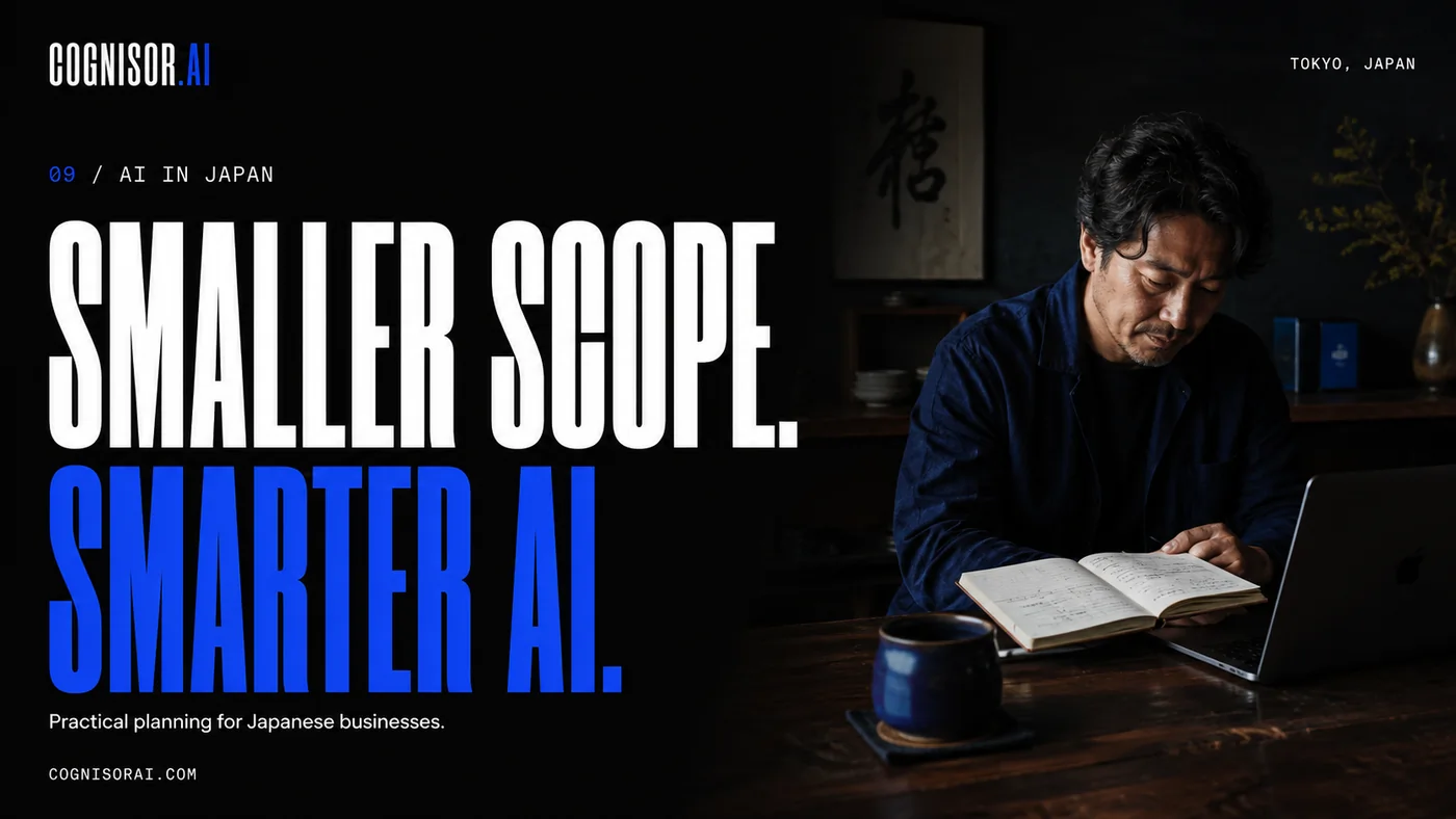 Cognisor AI poster: Smaller scope, smarter AI, with business planning in Japan