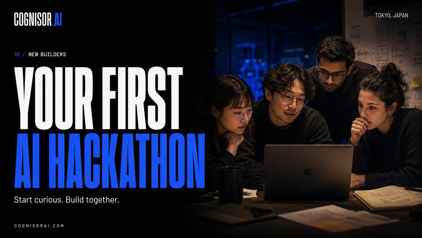Cognisor AI poster: Your first AI hackathon, with builders learning together