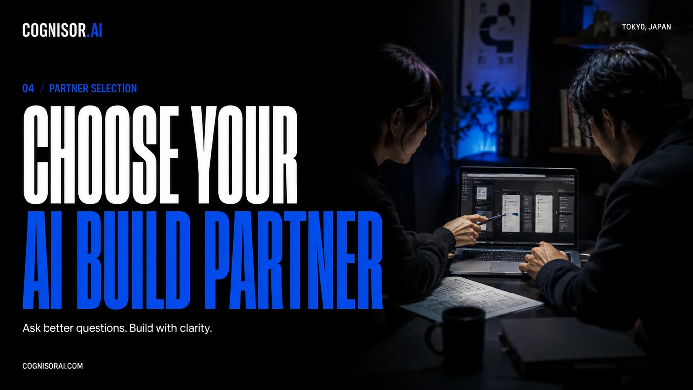 Cognisor AI poster: Choose your AI build partner, with a project review